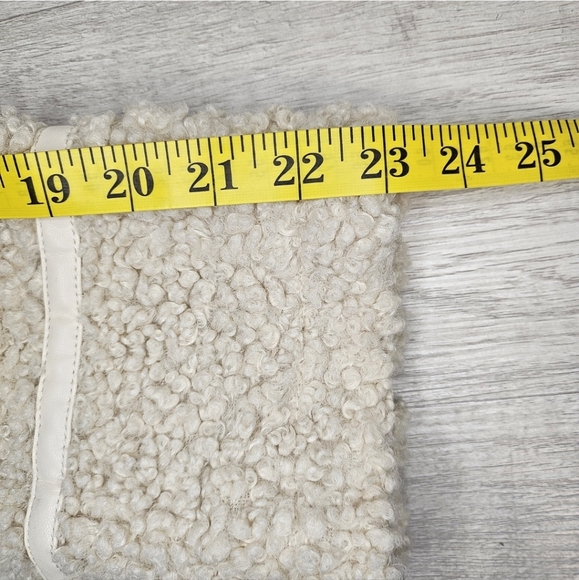 A.N.A Cream Faux Fur Shearling Moto Jacket Teddy Sherpa Coat Belt Zipper XL - Picture 8 of 9